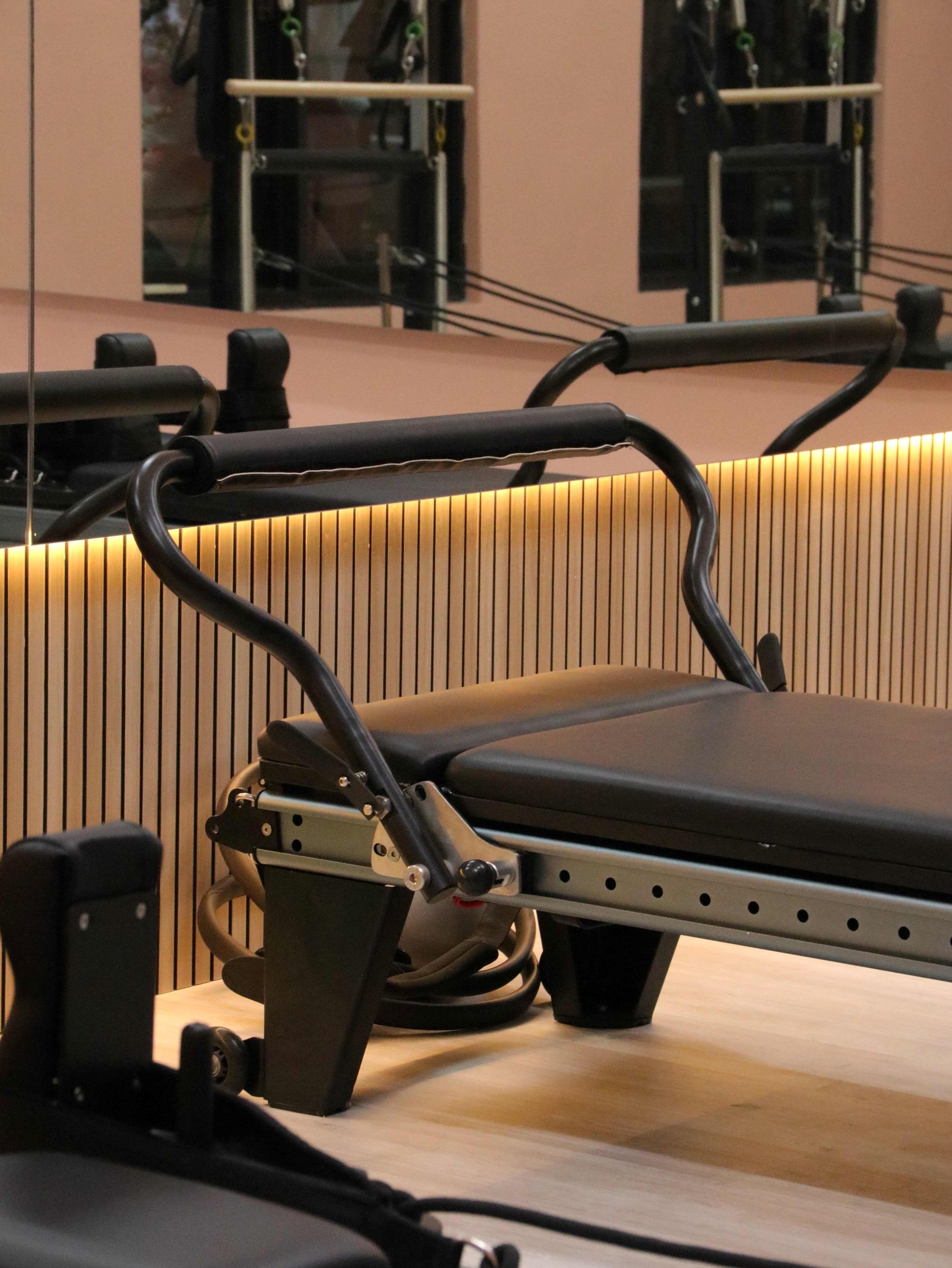 Pilates equipment detail.